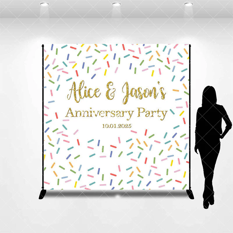 Aperturee Custom Name Colorful Candy Anniversary Party Backdrop - Image 3