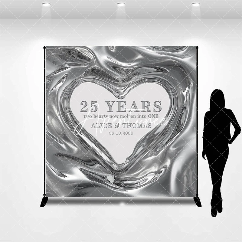 Aperturee Molten Silver Heart Custom Name Anniversary Backdrop - Image 3