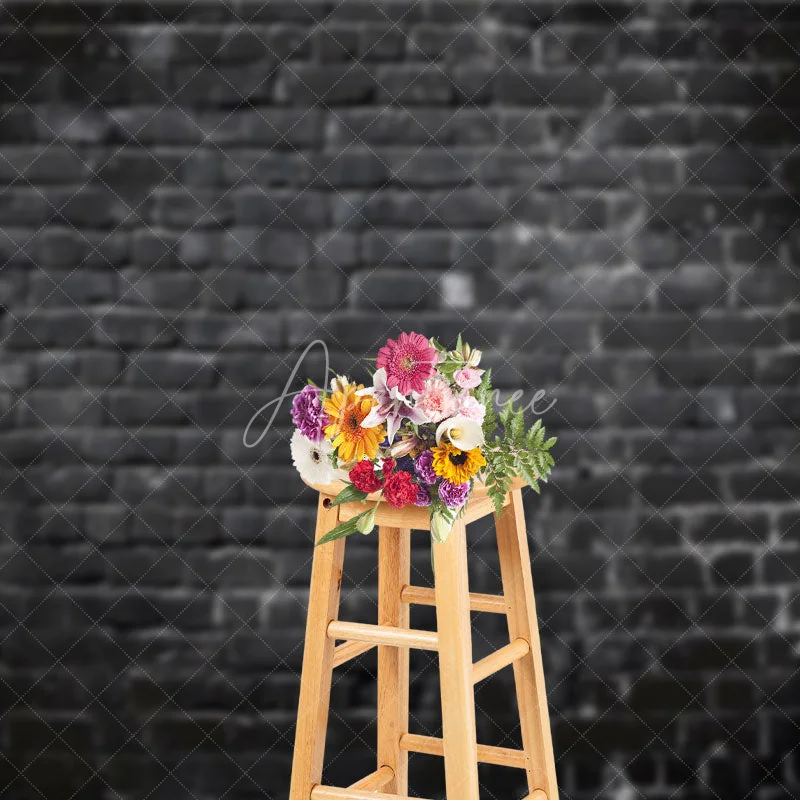 Black Brick Wall Portrait Photography Backdrop - Image 3