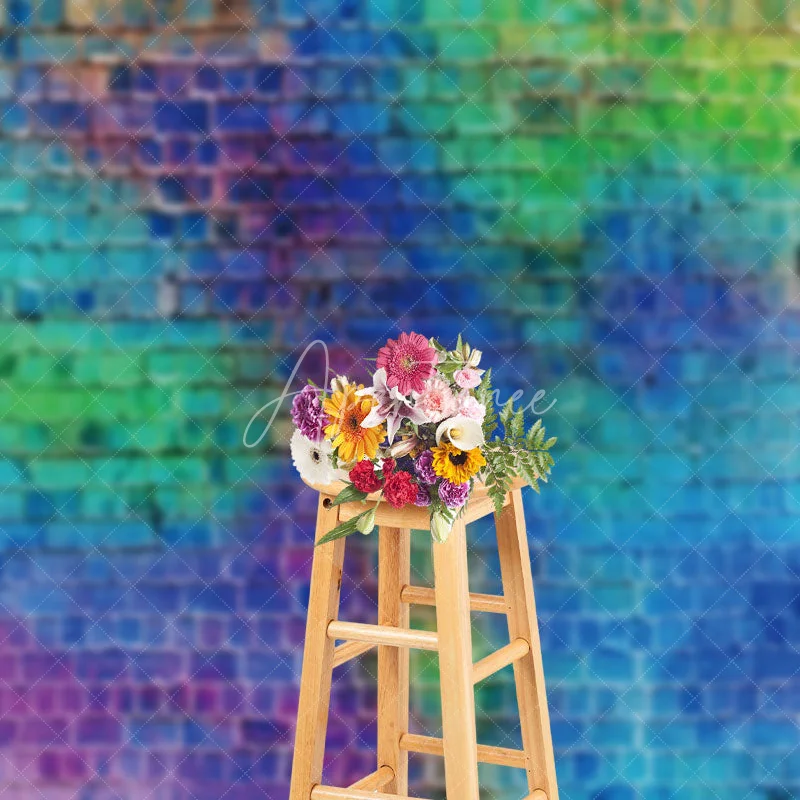 Blue Graffiti Brick Wall Photogrpahy Backdrop - Image 3