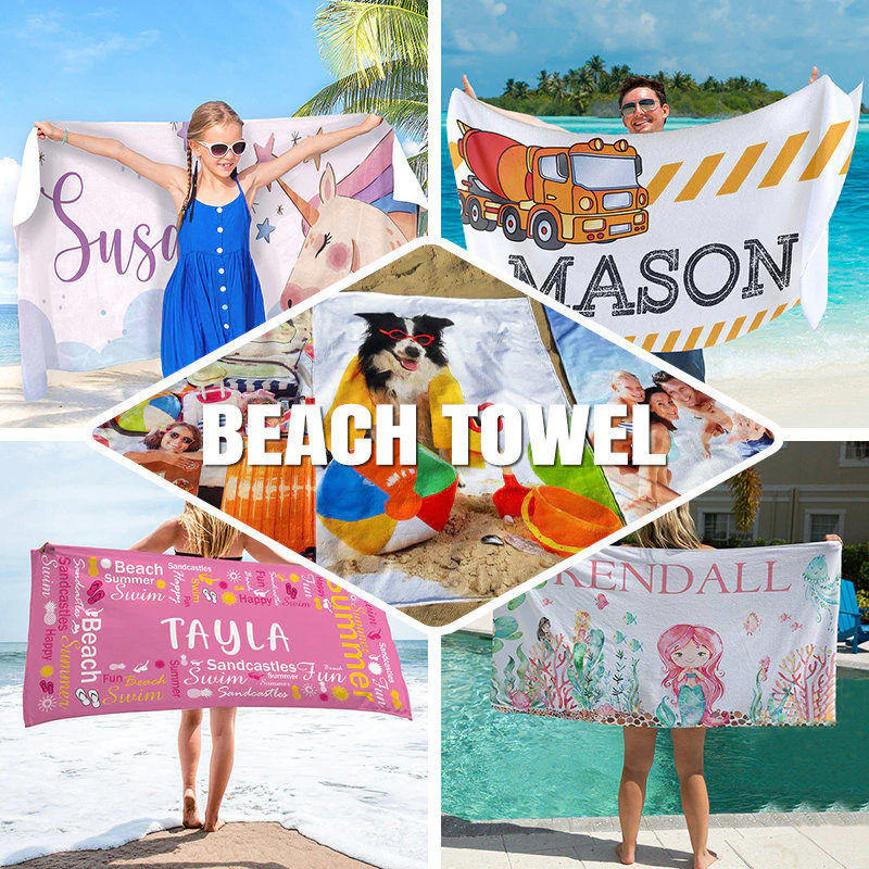 Custom Flamingo Seaside Beach Photo Beach Towel - Image 6