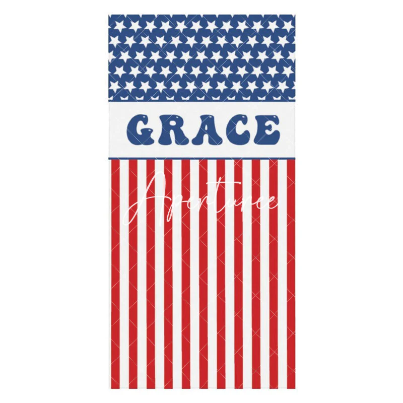 Custom Name Usa Flag Beach Towel For Holiday Gifts - Image 3