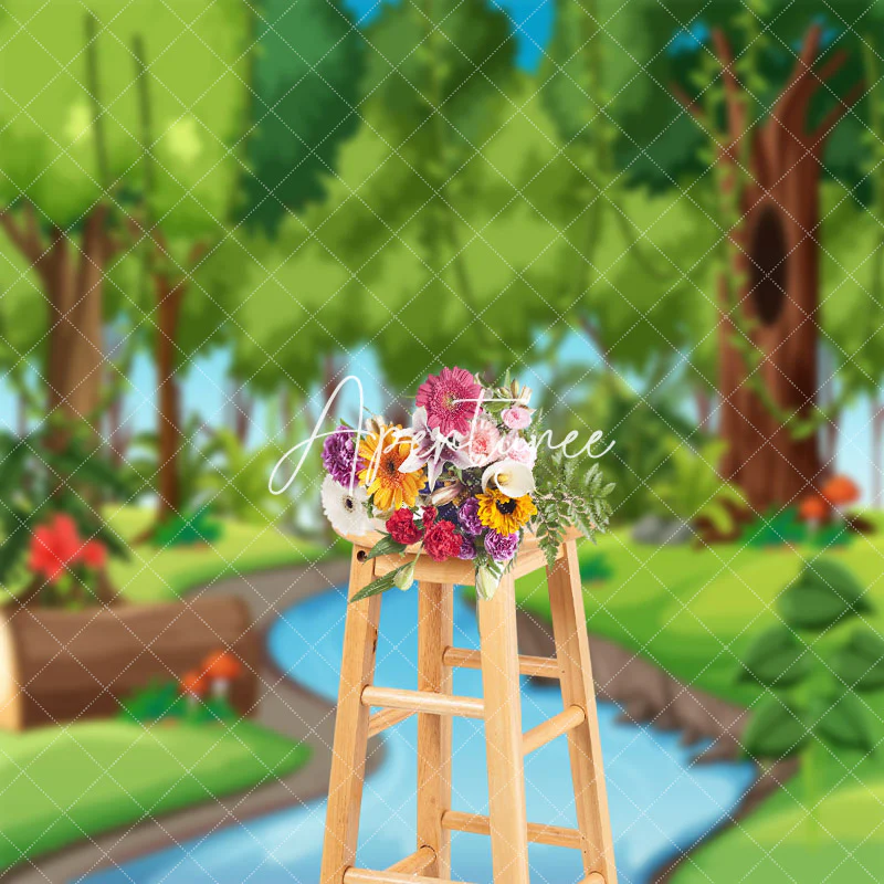 Dynamic Spring Forest Stream Photography Backdrop - Image 3