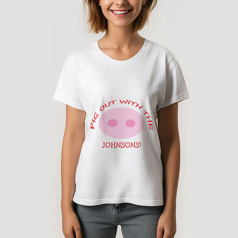 Funny Family Reunion BBQ Vacation Pink Pig Nose TShirt - Image 3
