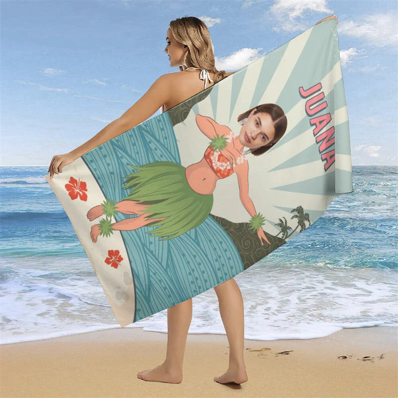 Luau Hawaiian Theme Custom Name Photo Beach Towel - Image 4