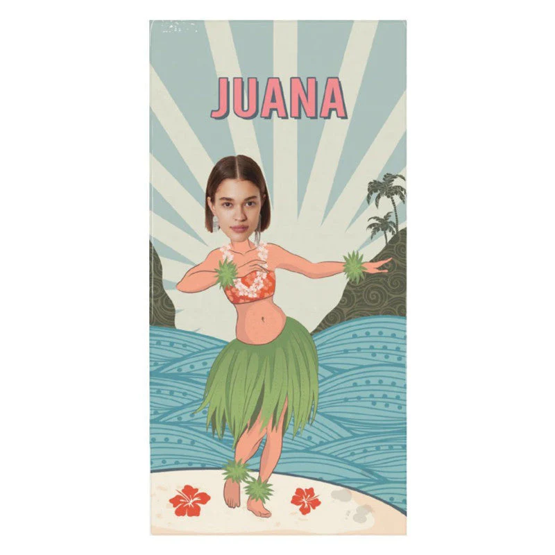 Luau Hawaiian Theme Custom Name Photo Beach Towel - Image 5