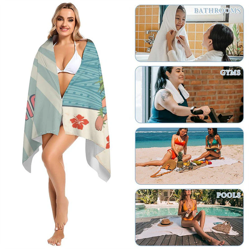 Luau Hawaiian Theme Custom Name Photo Beach Towel - Image 7