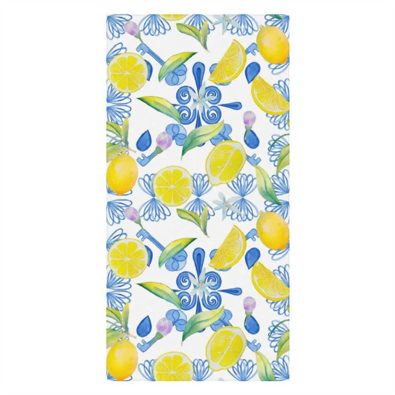 Mediterranean Lemon Vintage Name Beach Towel For Gift - Image 3