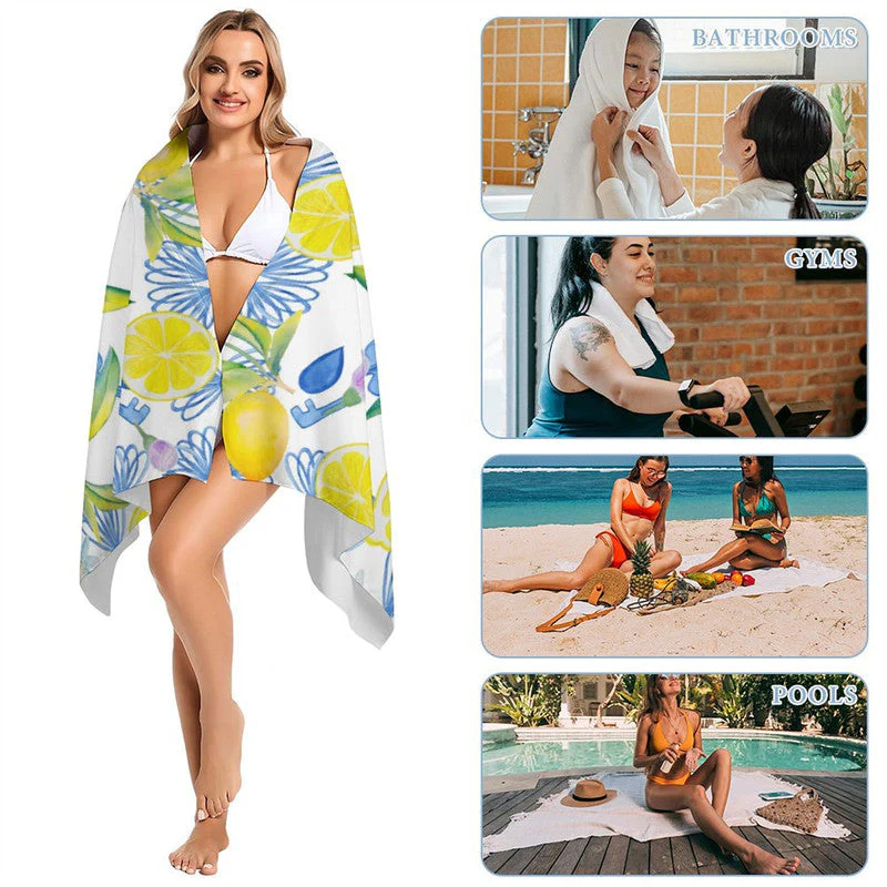 Mediterranean Lemon Vintage Name Beach Towel For Gift - Image 5