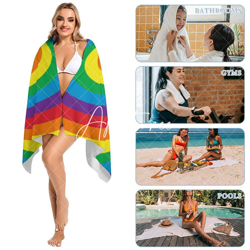 Rainbow Heart Love Is Love Pride Month Beach Towel - Image 5