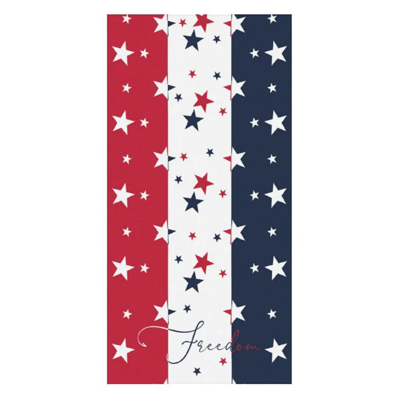 Red White Blue American Stars Custom Name Beach Towel - Image 3