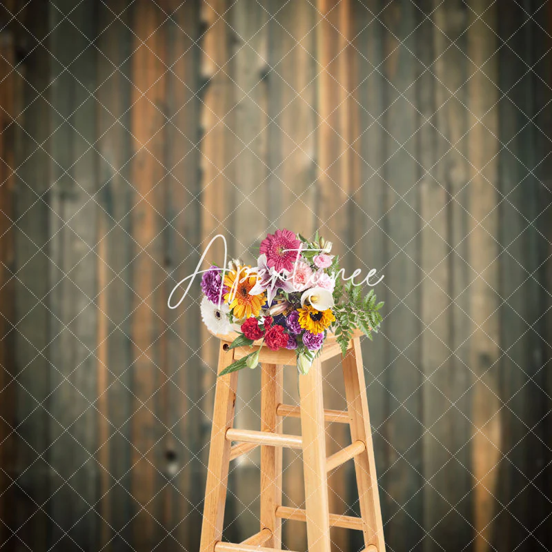 Retro Weathered Brown Wooden Wall Backdrop For Photo - Image 3