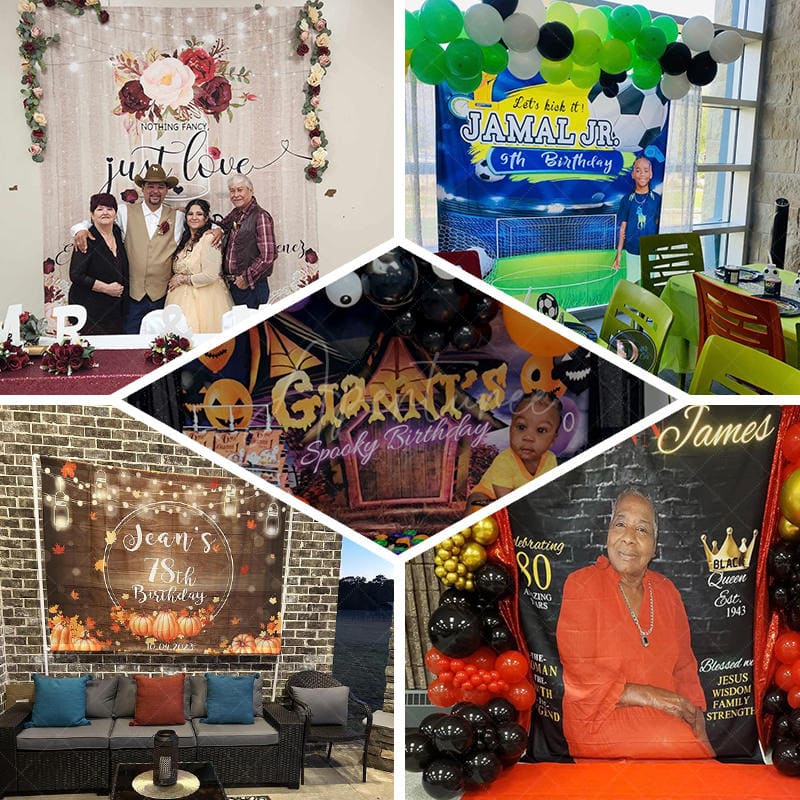 Royal Gold Red Custom Pastoral Anniversary Backdrop - Image 6