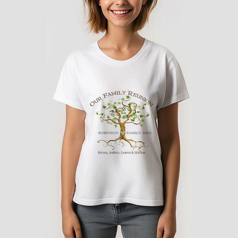 Swirl Tree Roots Personalize Family Reunion Gift Tee - Image 3