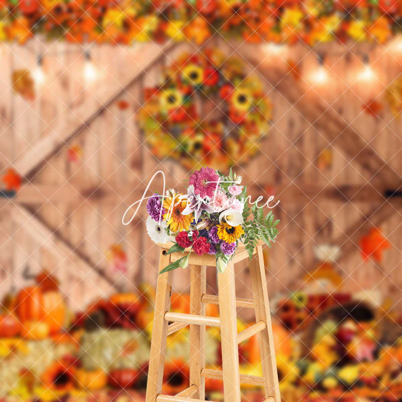 Wood Barn Door Bumper Harvest Thanksgiving Backdrop - Image 3