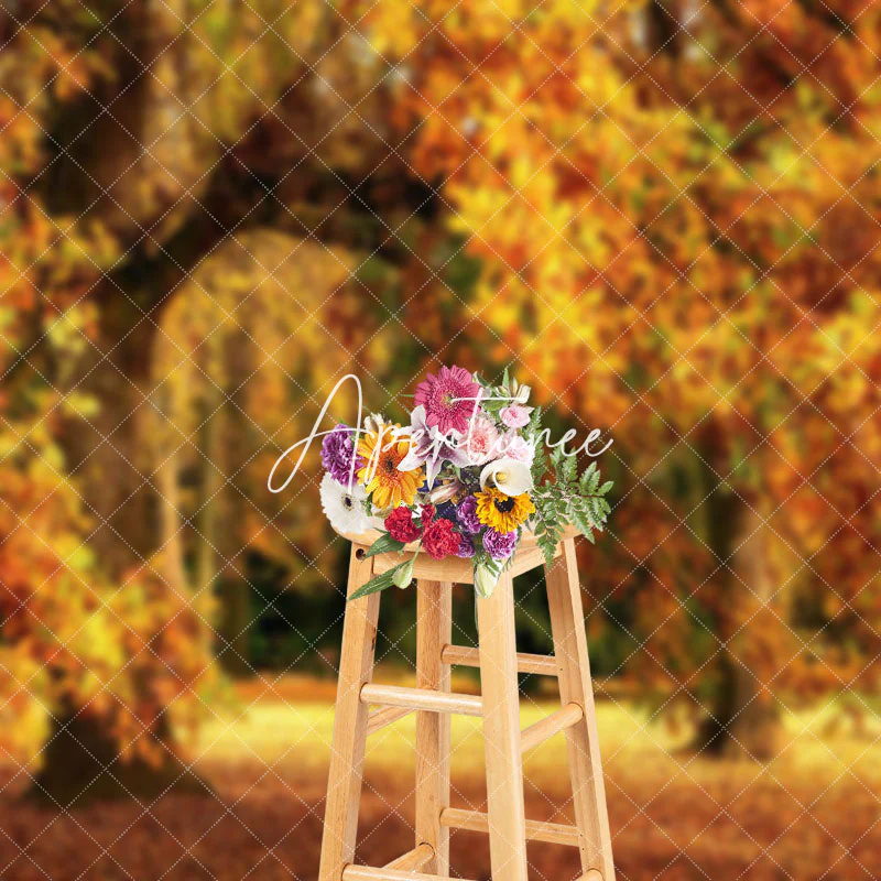 Yellow Natural Scenery Forest Auntumn Photo Backdrop - Image 3